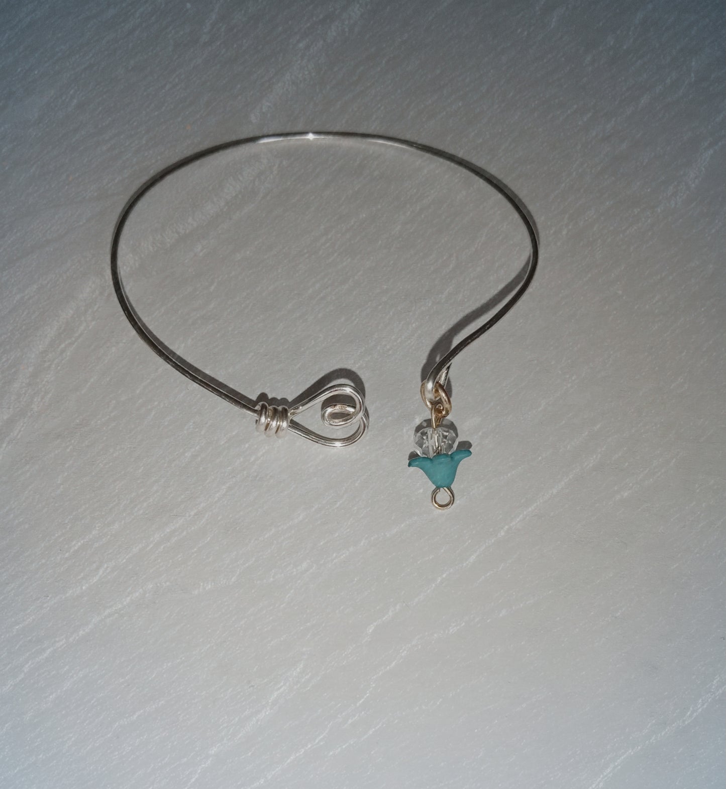 Beaded and Bold "open Heart " Wire Bracelet 16 gauge