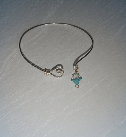 Beaded and Bold  "open Heart " Wire Bracelet 16 gauge