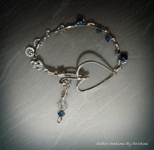 Beaded and Bold  "Heart " Wire Bracelet