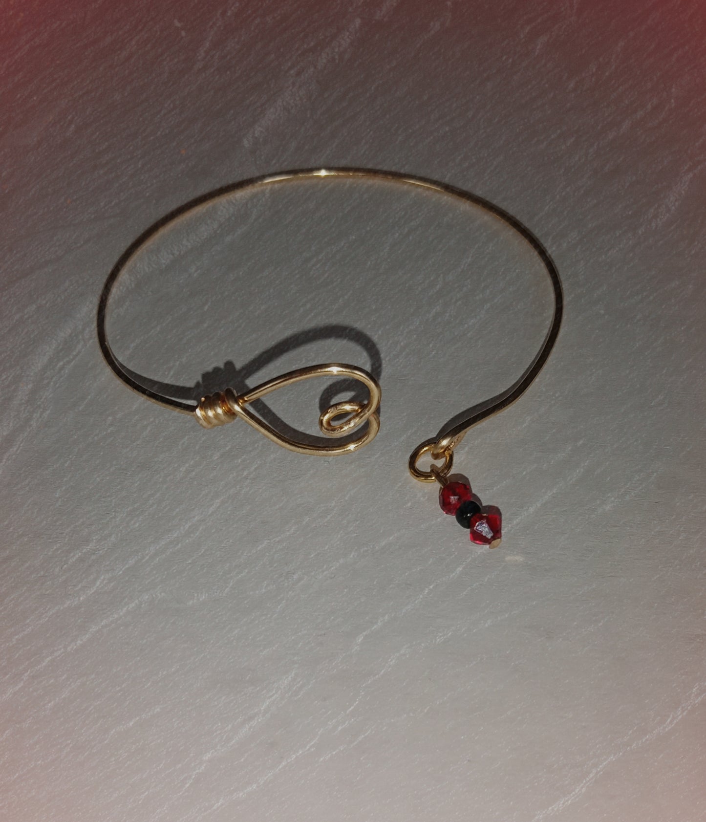 Beaded and Bold  "open Heart " Wire Bracelet 16 gauge