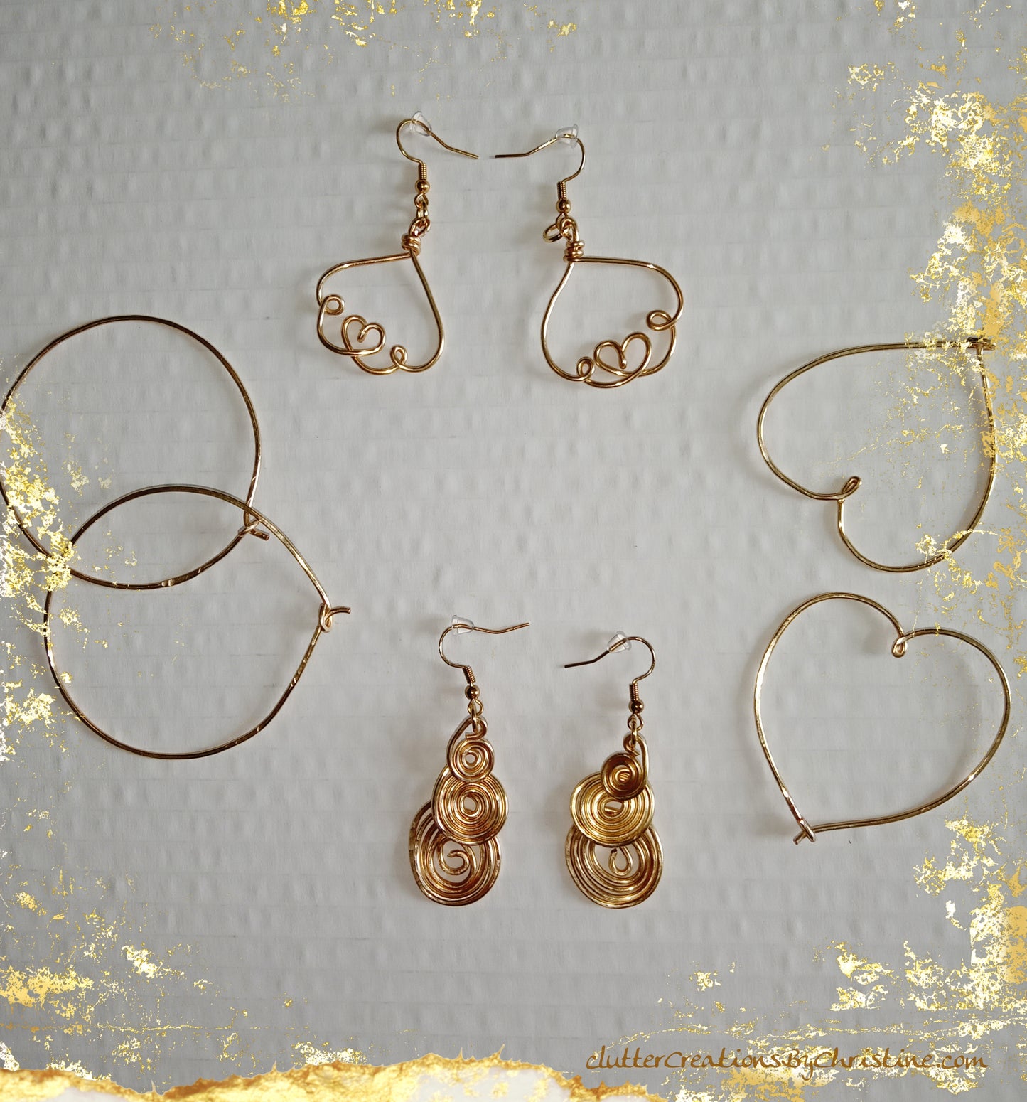 Handcrafted heart-shaped earrings! Made with tarnish-resistant copper wire and 18kt gold plated hooks, each pair is completely unique!