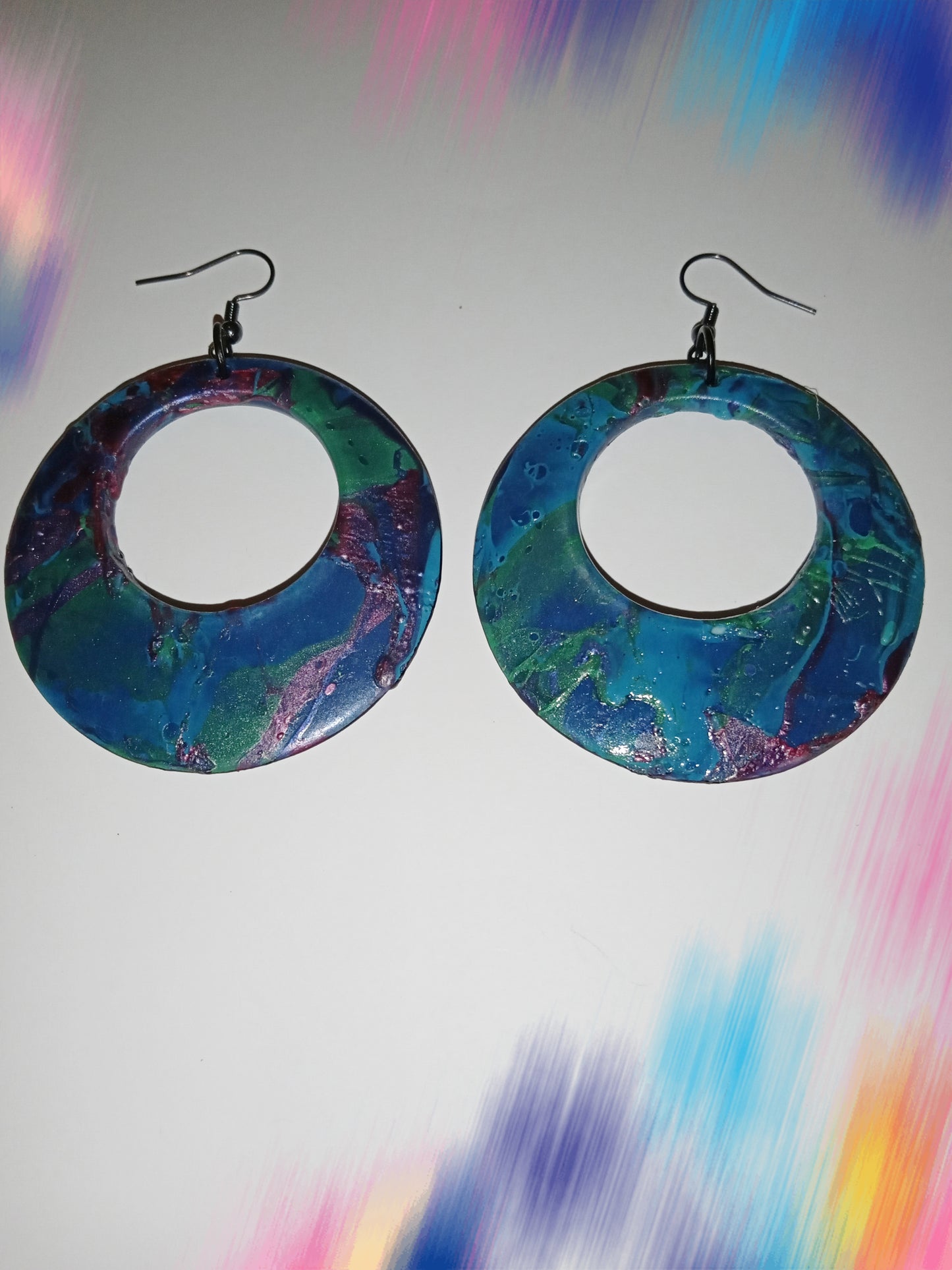 Hydro-Dipped Painted Earrings